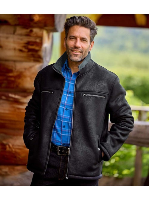 Blouson aviateur suédine fourré sherpa   - atlas for men - Kiabi