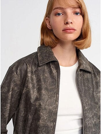 Blouson bomber court en similicuir dilvin