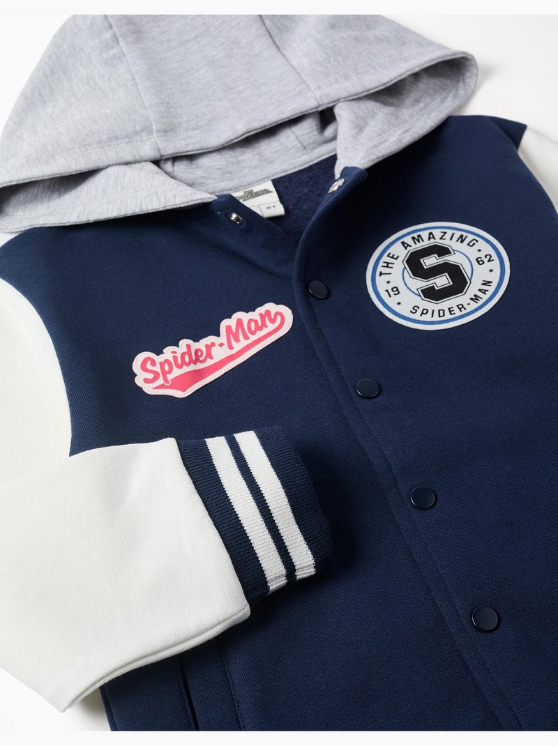Blouson bomber en coton peigné à capuche spider-man Bleu foncé - Kiabi