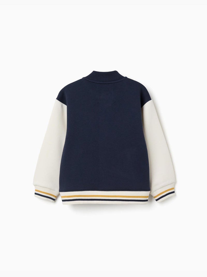 Blouson bomber en coton peigné avec imprimé Bleu foncé - Kiabi