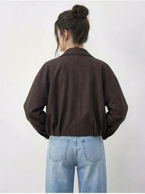 Blouson bomber oversize en jean avec ceinture lucci - Kiabi