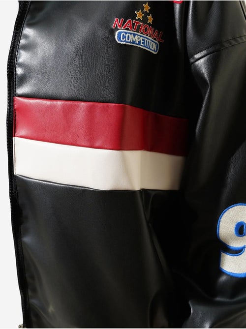Blouson bomber oversize en simili cuir color block bdart - Kiabi