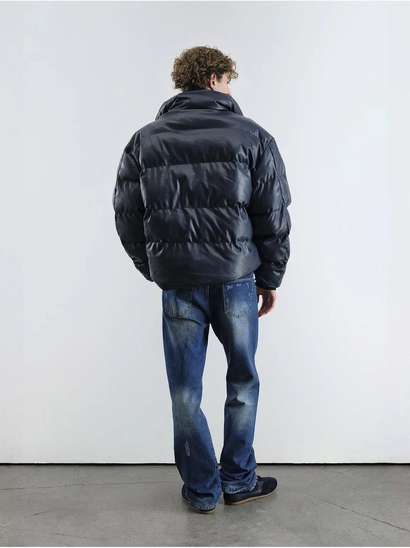 Blouson bomber texturé avec fermeture éclair giesto Bleu marine - Kiabi
