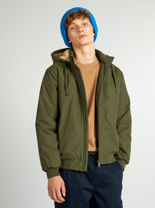 Blouson chaud  avec capuche doublée effet moutonnée - Kiabi