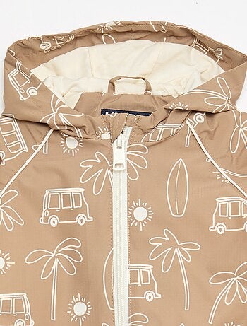 Blouson coupe vent à capuche all-over