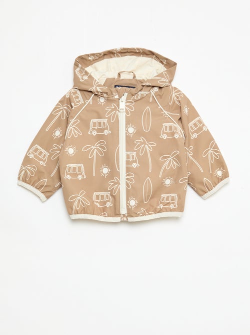 Blouson coupe vent à capuche all-over - Kiabi