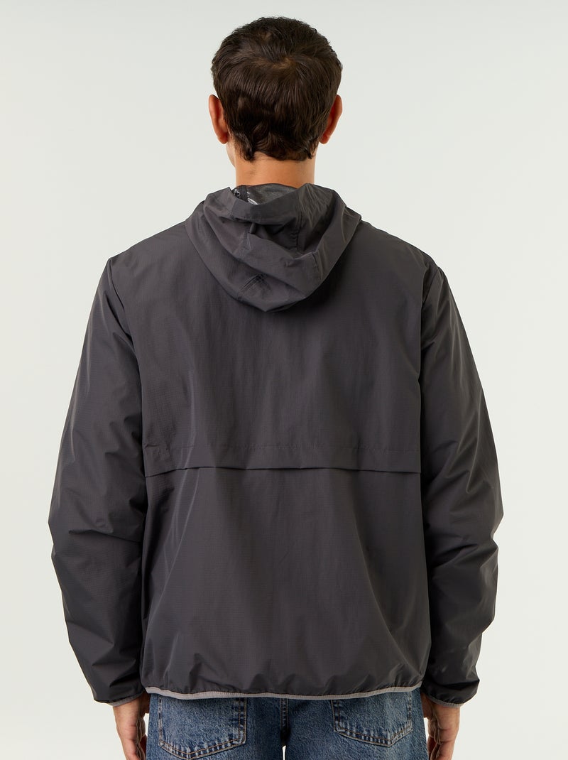 Blouson coupe-vent à capuche déperlant Noir - Kiabi