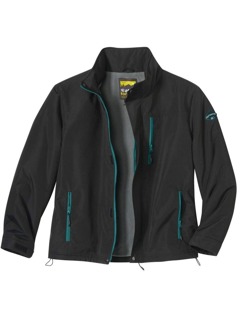 Blouson Coupe-Vent Microfibre Doublé Polaire  - ATLAS FOR MEN Noir - Kiabi