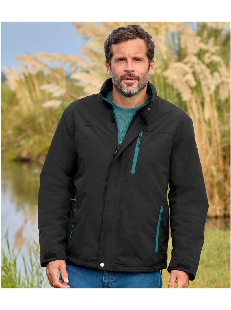 Blouson Coupe-Vent Microfibre Doublé Polaire  - ATLAS FOR MEN Noir - Kiabi