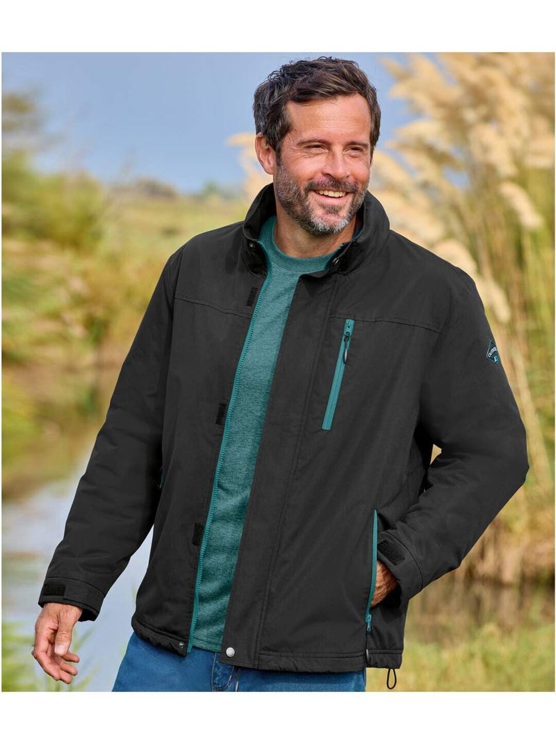 Blouson Coupe-Vent Microfibre Doublé Polaire  - ATLAS FOR MEN Noir - Kiabi