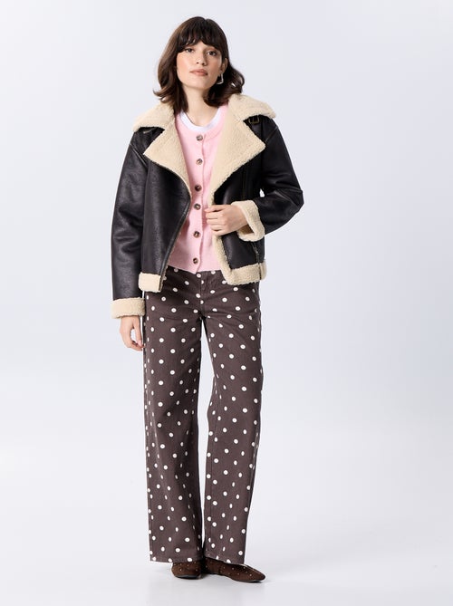 Blouson court avec col effet moutonné - Kiabi