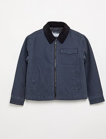 Blouson court avec col en velours contrasté