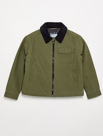 Blouson court avec col en velours contrasté