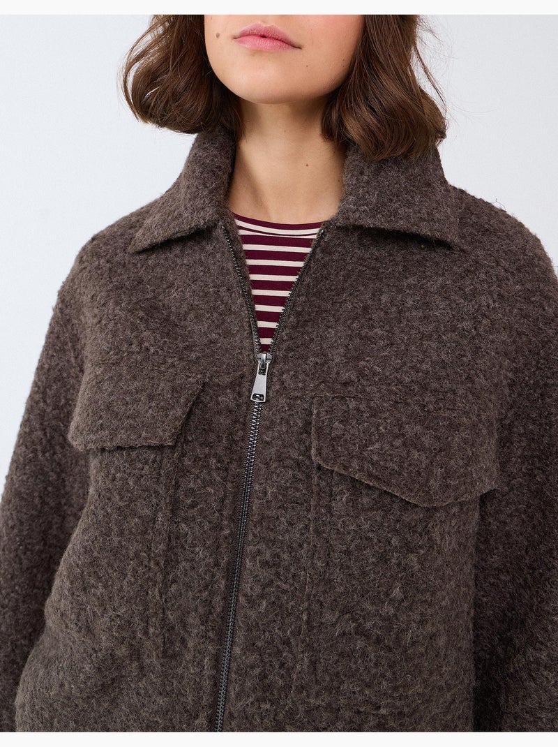 Blouson court effet bouclé, mo fashion Marron - Kiabi