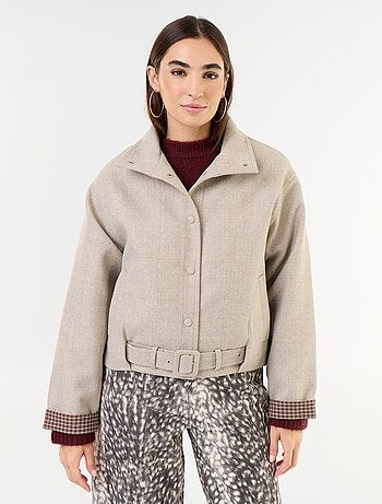Blouson court effet lainage avec ceinture intégrée
