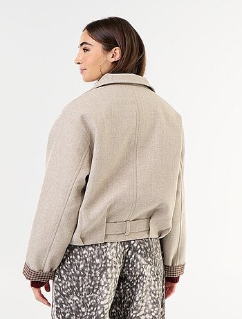 Blouson court effet lainage avec ceinture intégrée