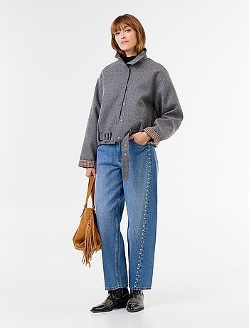 Blouson court effet lainage avec ceinture intégrée