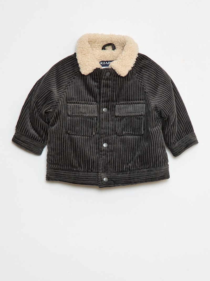 Blouson court en velours doublé Noir - Kiabi