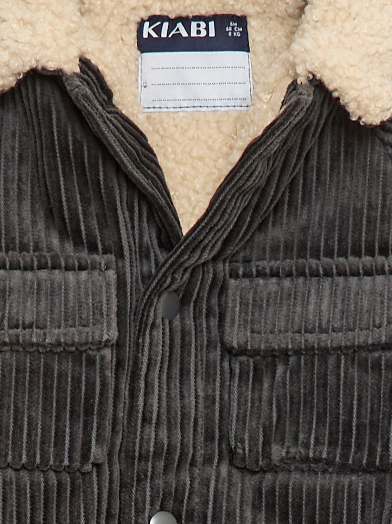 Blouson court en velours doublé Noir - Kiabi