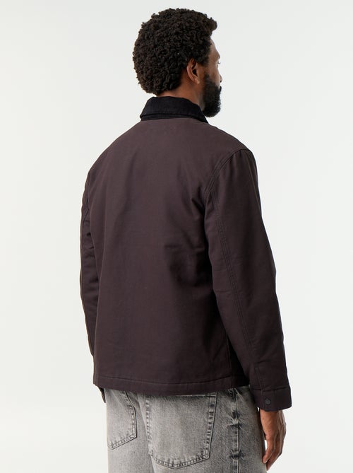 Blouson court zippé avec col contrasté en velours - Kiabi