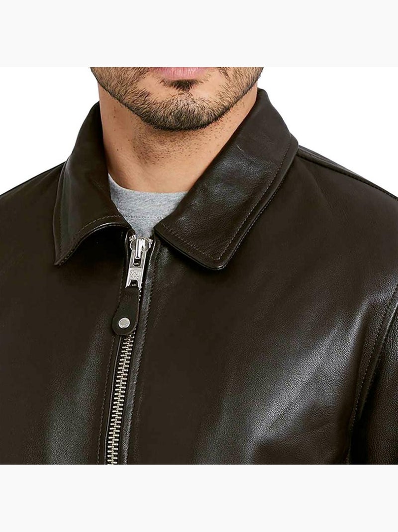 Blouson cuir Homme Schott Mens Leather Marron cappuccino - Kiabi