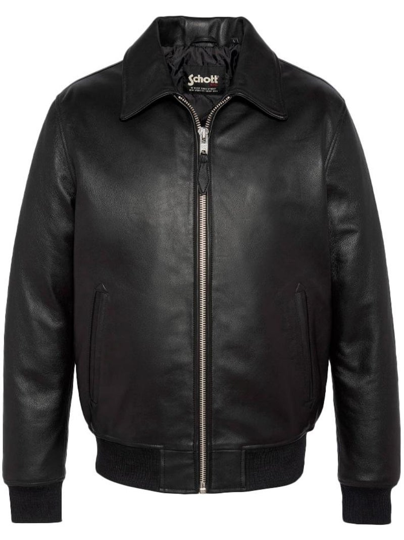 Blouson Cuir Homme Schott Noir - Kiabi