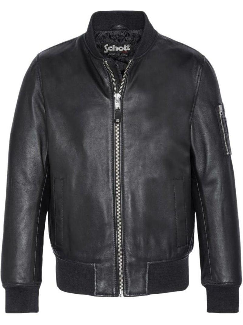 Blouson cuir Homme Schott Noir - Kiabi