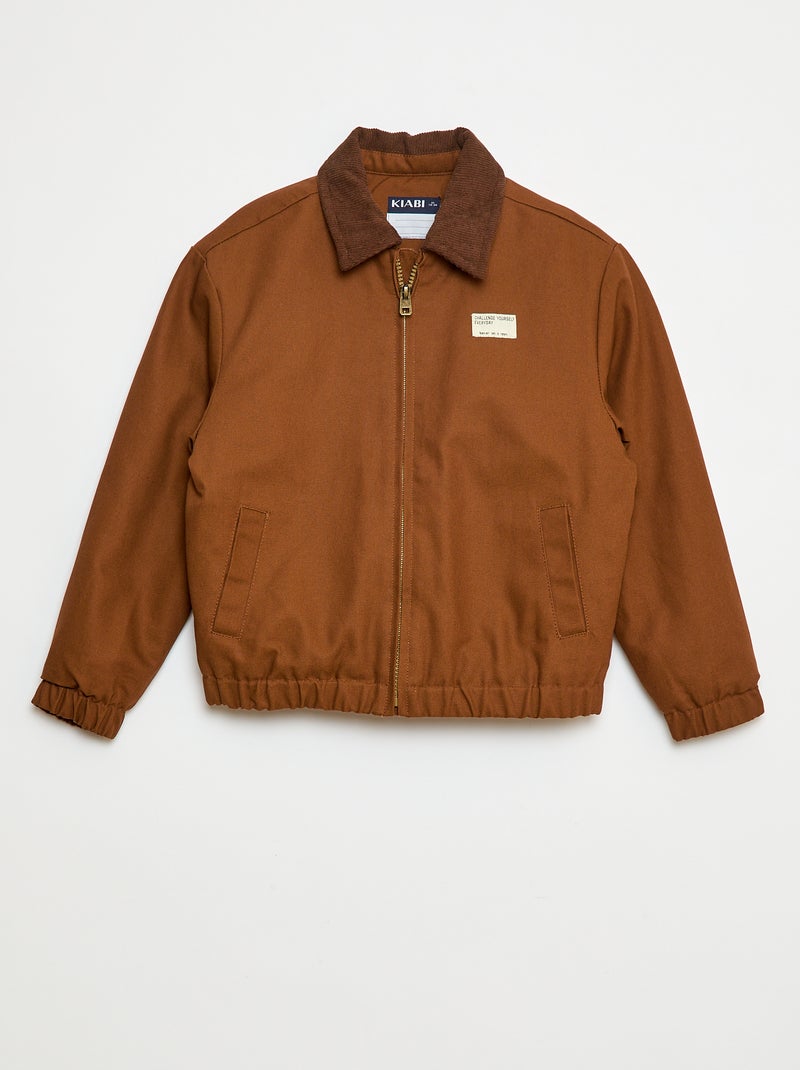 Blouson en coton avec col côtelé Marron - Kiabi