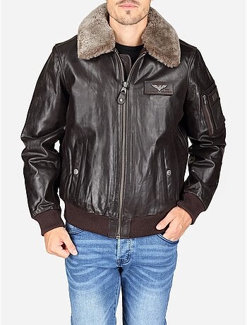 Blouson en cuir col fourré - redskins