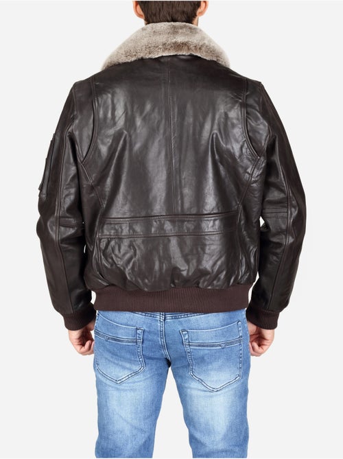 Blouson en cuir col fourré - redskins - Kiabi Blouson en cuir col fourré - redskins - Kiabi