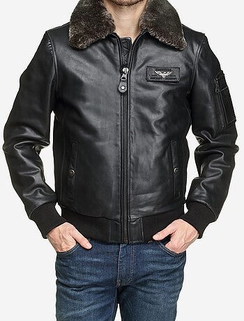 Blouson en cuir col fourré - redskins