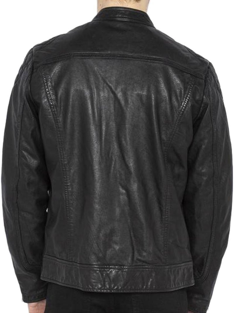 Blouson en Cuir Homme Schott Noir - Kiabi