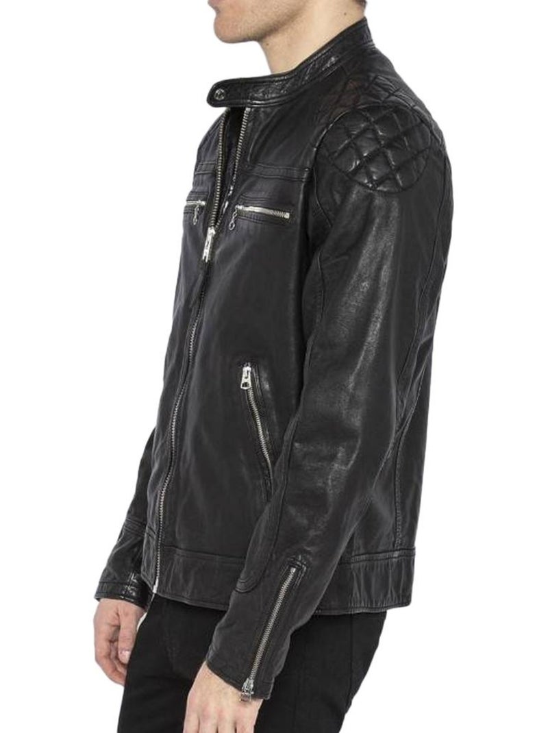 Blouson en Cuir Homme Schott Noir - Kiabi