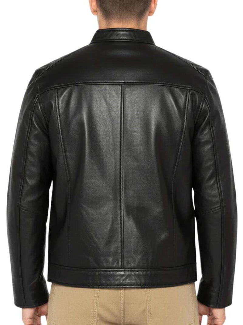 Blouson en Cuir Homme Schott Noir - Kiabi