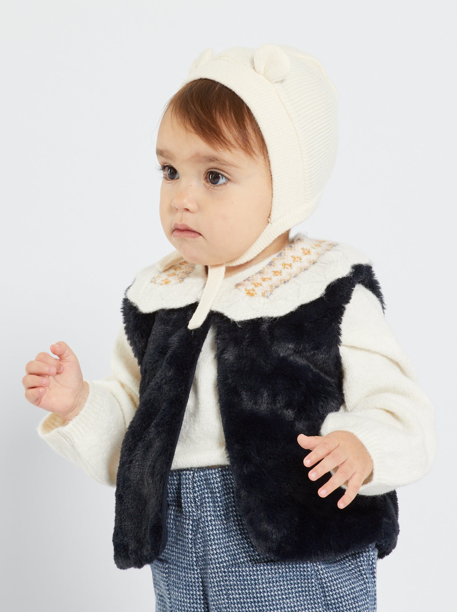 Cape Bleue Et Bordeaux Avec Col Fausse Fourrure - Neuve Avec étiquette (valeur 49€) - Taille Unique