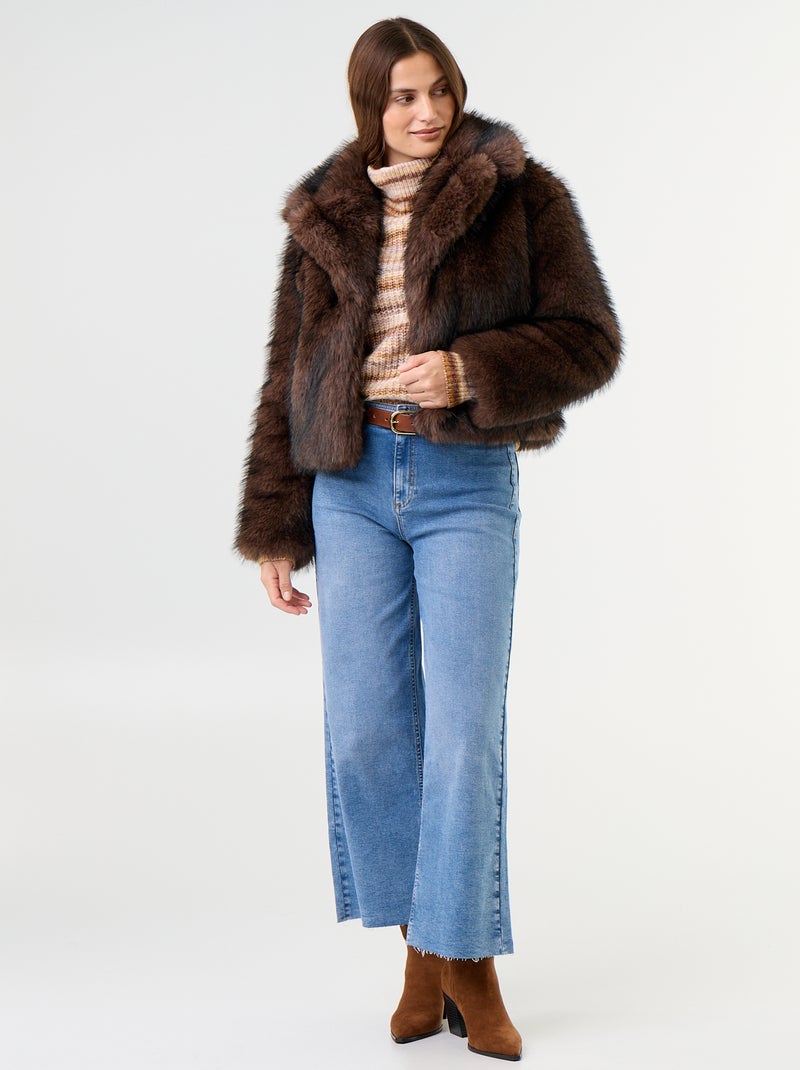 Blouson en fausse fourrure Marron - Kiabi