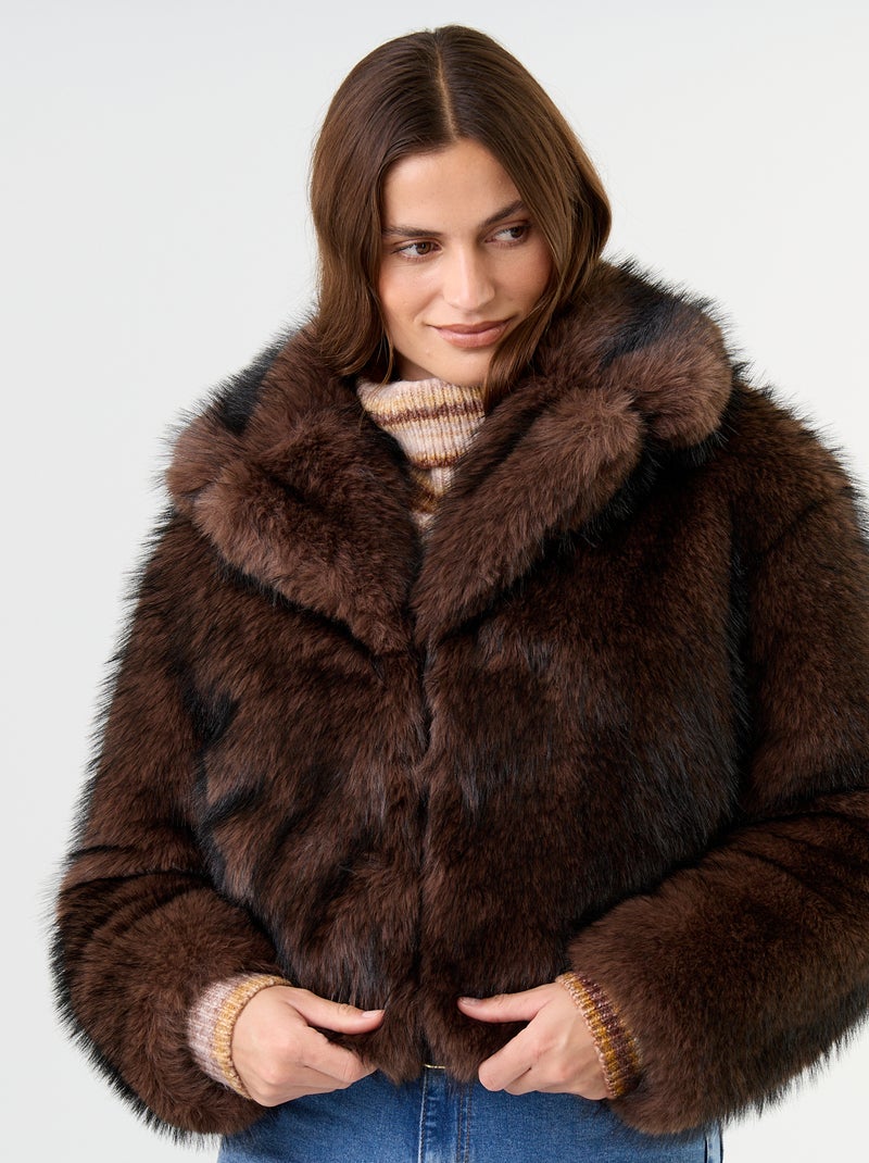 Blouson en fausse fourrure Marron - Kiabi
