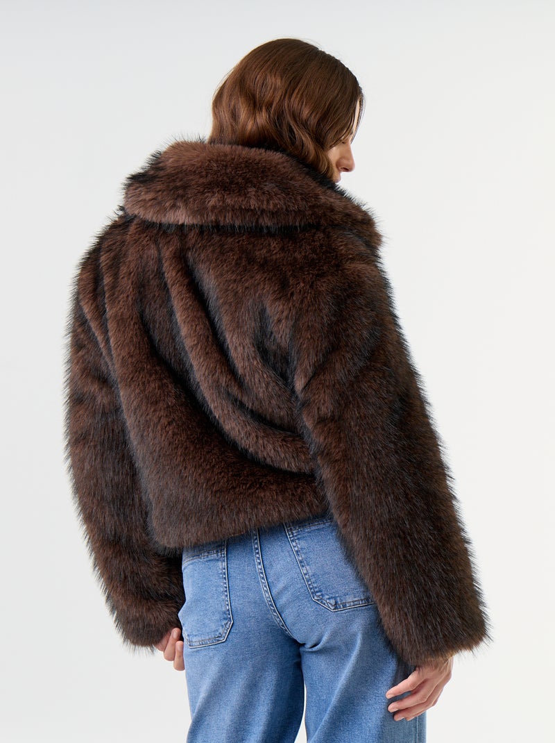 Blouson en fausse fourrure Marron - Kiabi