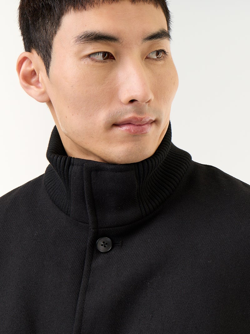 Blouson en faux lainage boutonné Noir - Kiabi