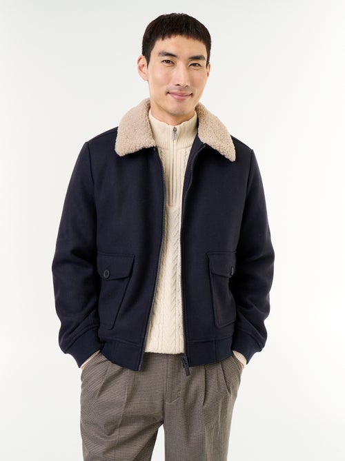 Blouson en faux lainage col effet moutonné - Kiabi Blouson en faux lainage col effet moutonné - Kiabi