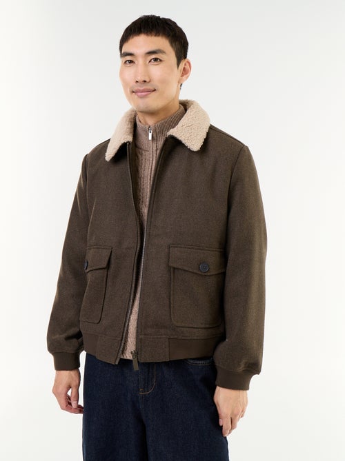 Blouson en faux lainage col effet moutonné - Kiabi Blouson en faux lainage col effet moutonné - Kiabi