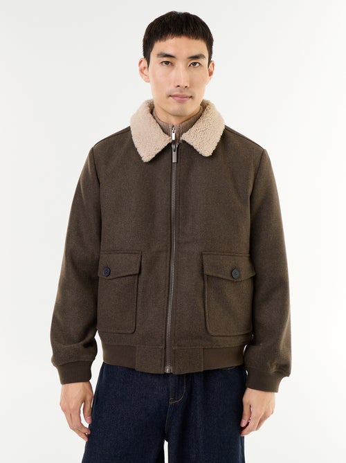 Blouson en faux lainage col effet moutonné - Kiabi Blouson en faux lainage col effet moutonné - Kiabi