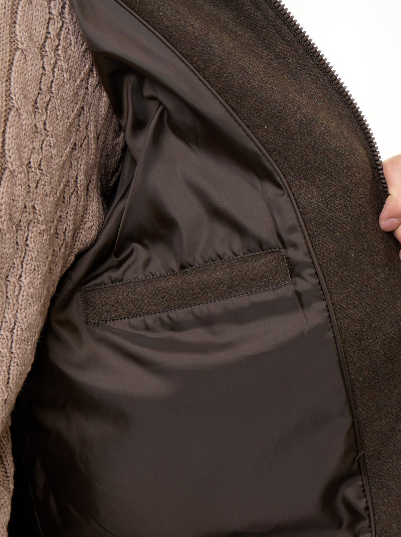 Blouson en faux lainage col effet moutonné Vert - Kiabi