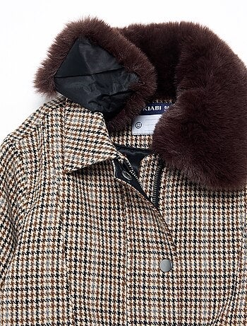 Blouson en faux lainage oversize avec col en fourrure amovible