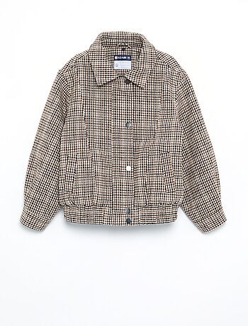 Blouson en faux lainage oversize avec col en fourrure amovible