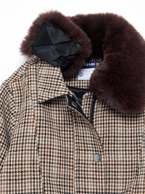 Blouson en faux lainage oversize avec col en fourrure amovible - Kiabi