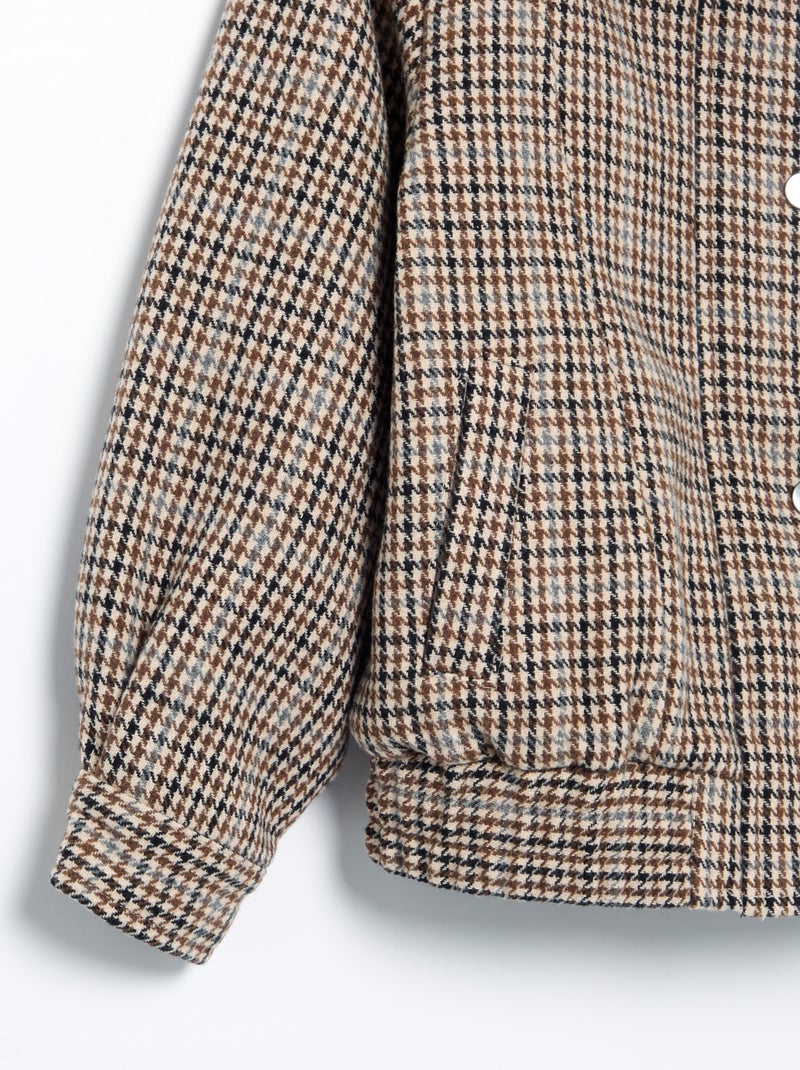 Blouson en faux lainage oversize avec col en fourrure amovible Beige - Kiabi