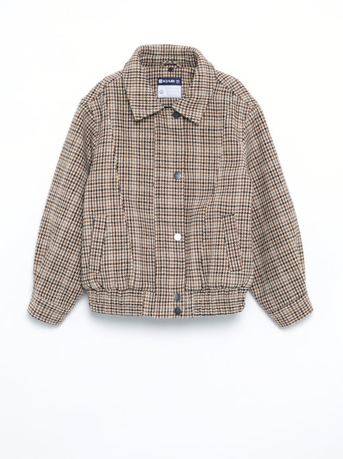 Blouson en faux lainage oversize avec col en fourrure amovible - Kiabi