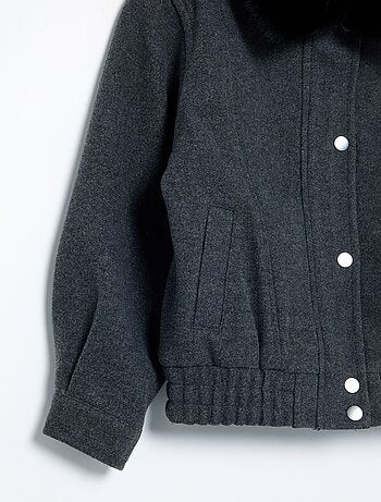 Blouson en faux lainage oversize avec col en fourrure amovible