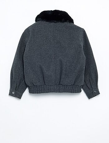 Blouson en faux lainage oversize avec col en fourrure amovible